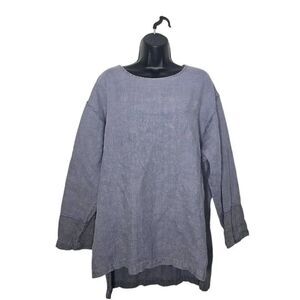 Vintage Saga 100% Linen Shirt Size Small Oversized Boxy Lagenlook